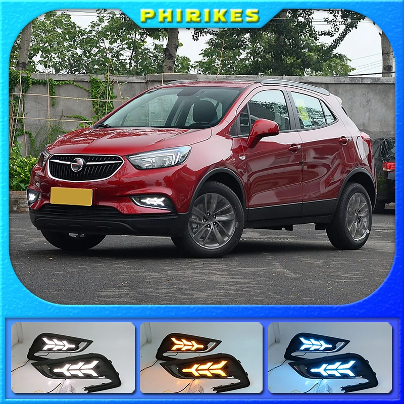 

LED DRL daytime running light for Buick encore 2016-2018 with Dynamic moving yellow turn signal and blue night light