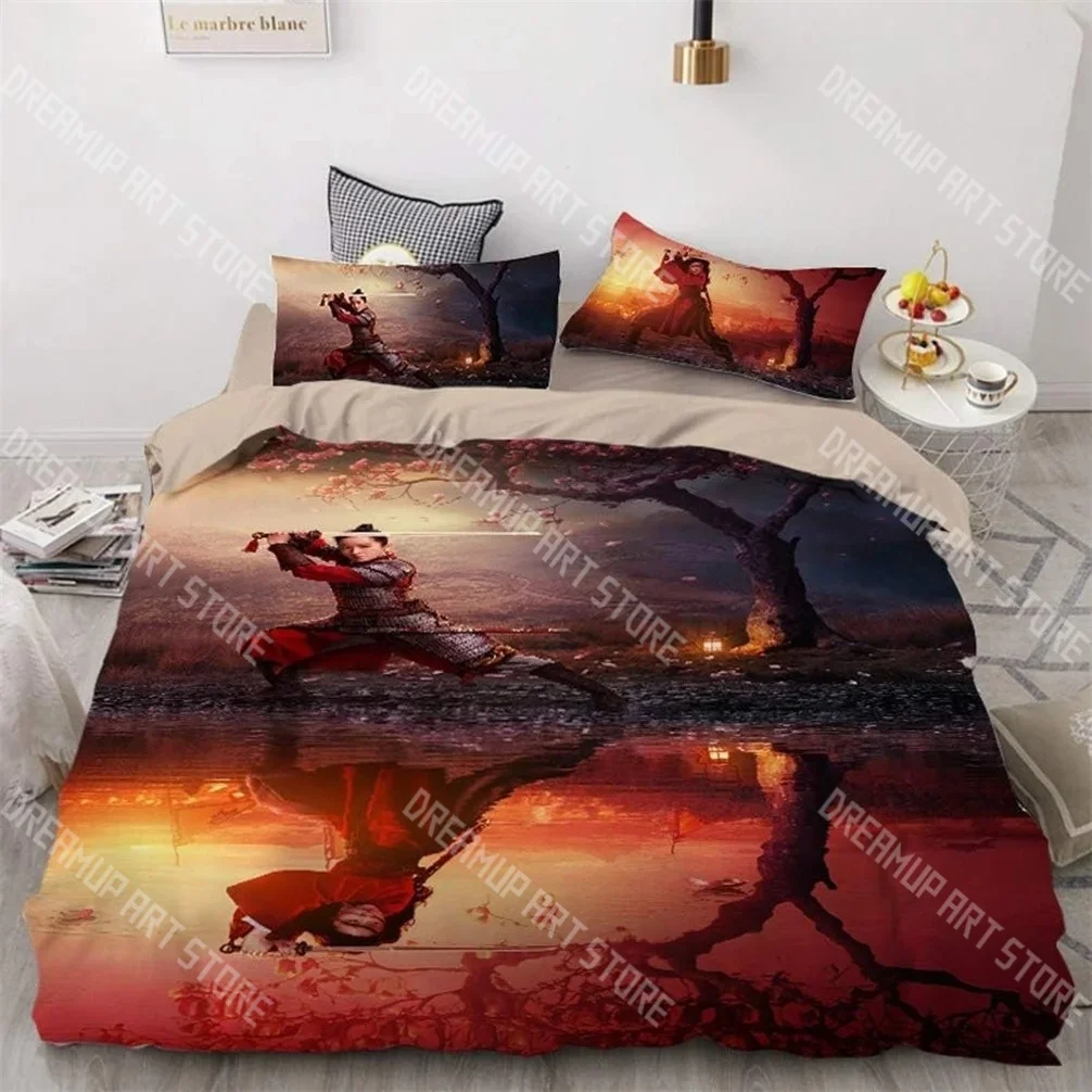 Fashion Mulan Cartoon Bedding Set Single Twin Full Queen King Size Bed Set Kids Bedroom Duvetcover Sets Bed Sheet Set