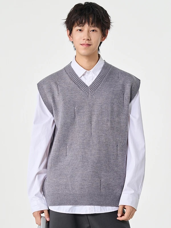 

Мужской вязаный жилет с V-образным вырезом, повседневный, из смесового полиэстера, в полоску, для ношения под одеждой