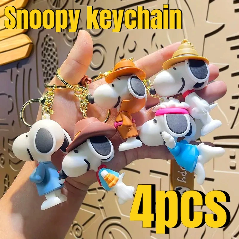 Llavero de Silicona con Diseño de Snoopy, Accesorio para Coche, Colgante para Llaves de Pareja, Adorno Creativo para Bolso, Anillo Decorativo para Llaves (1/2/4 Piezas)