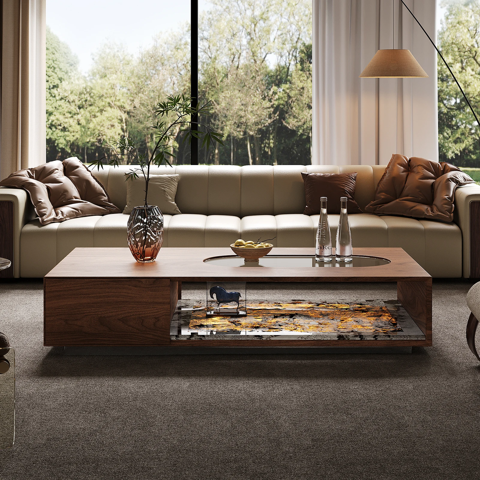 

Новый роскошный каменный журнальный столик в стиле середины века для домашнего использования, элегантный напольный столик, настраиваемый