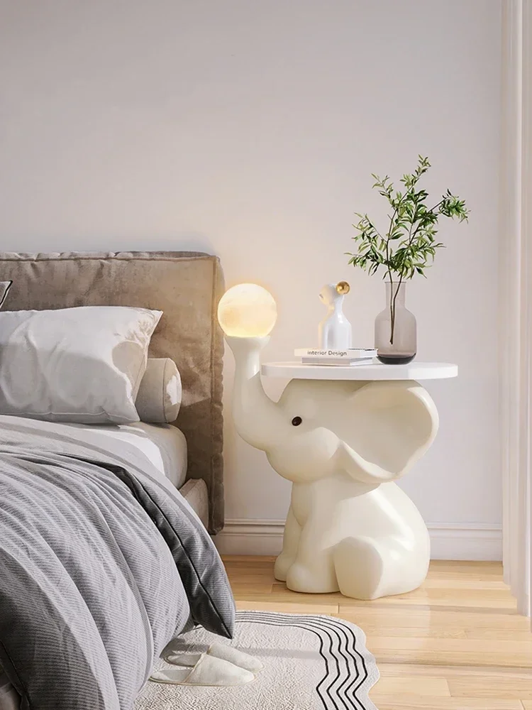 Home decoration sculpture elephant statue bedside table small lamp storage rack creative coffee table housewarming gift