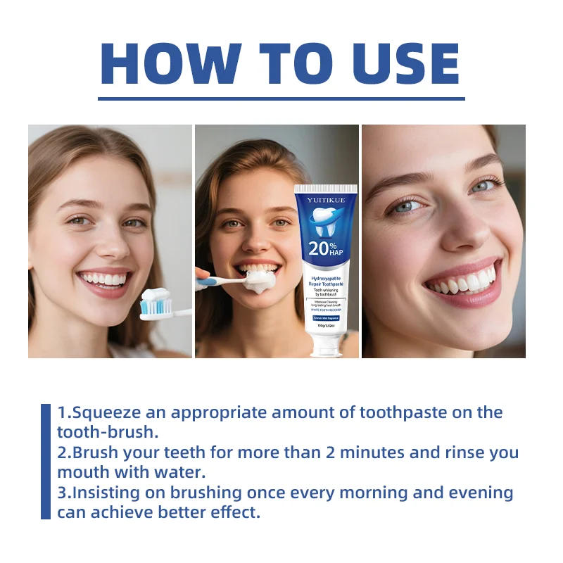 YUITIKUE 100g 20% HAP Hydroxyapatit Reparatur-Zahnpasta, Minzduft, Aufhellung, Intensive Reinigung & Langanhaltender Frischer Atem – Detail 5