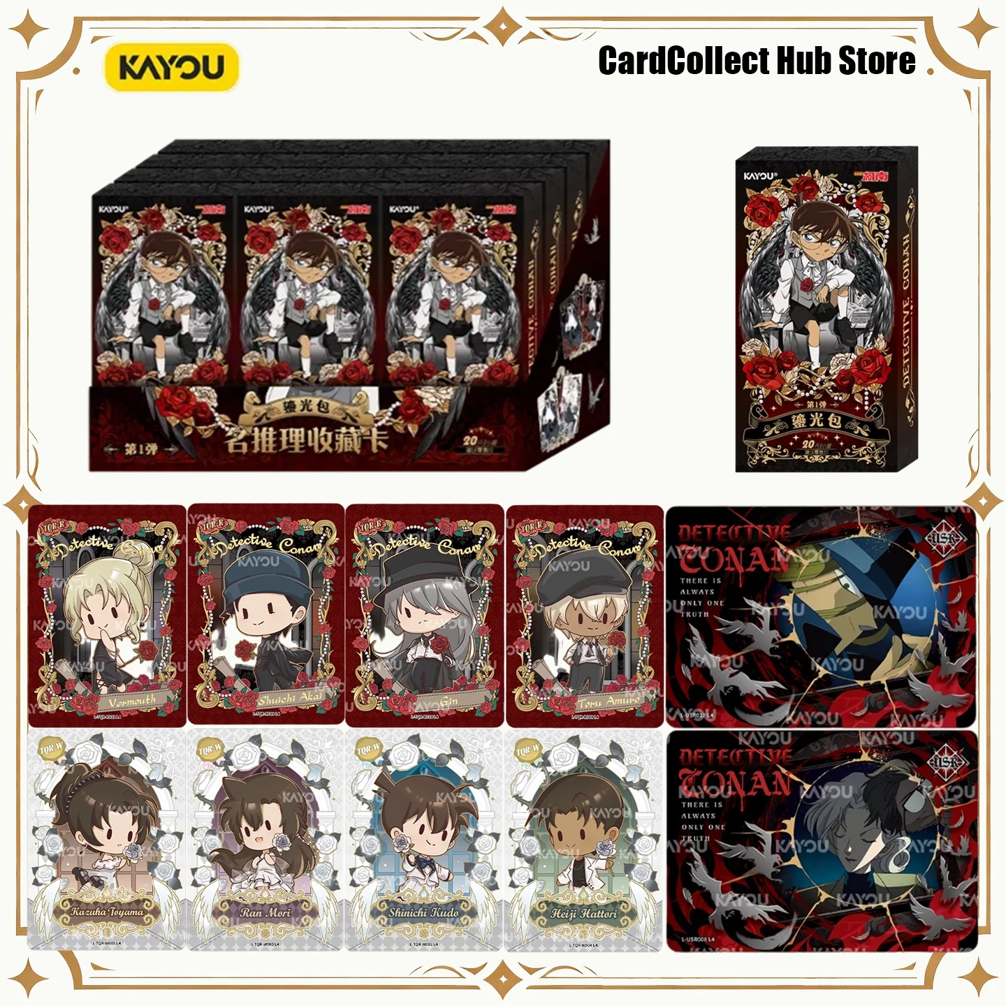 Kayou Genuine Detective Conan S1 Anime Cards Gothic Rose Conan Kaito Kid Haibara Booster Box Sealed Rare Anime Collectibles