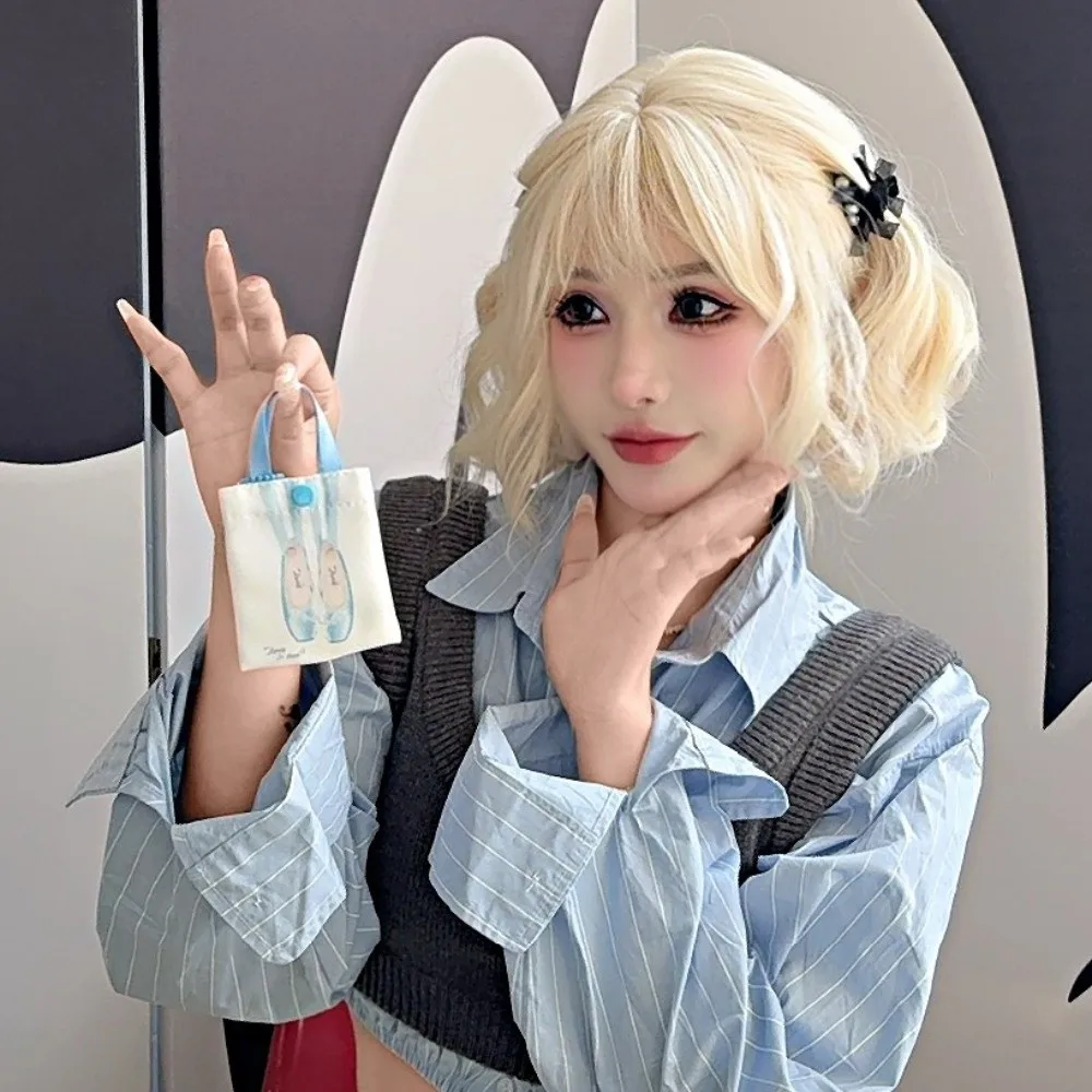 

Canvas Ballet Shoulder Bag Sweet Korean Style Toe Shoes Drawstring Bag Large Capacity Casual Mini Bag Pendant Travel