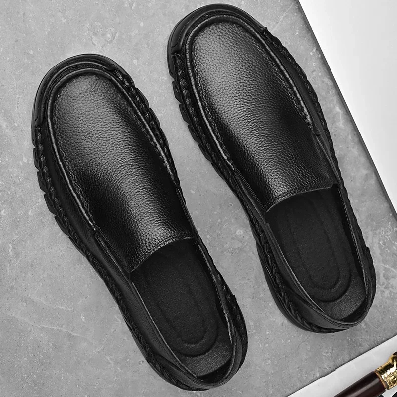 Loafers Business plus Size Loafers Men's One Pedal Loafer Men's Soft Leather Soft Bottom Lazy