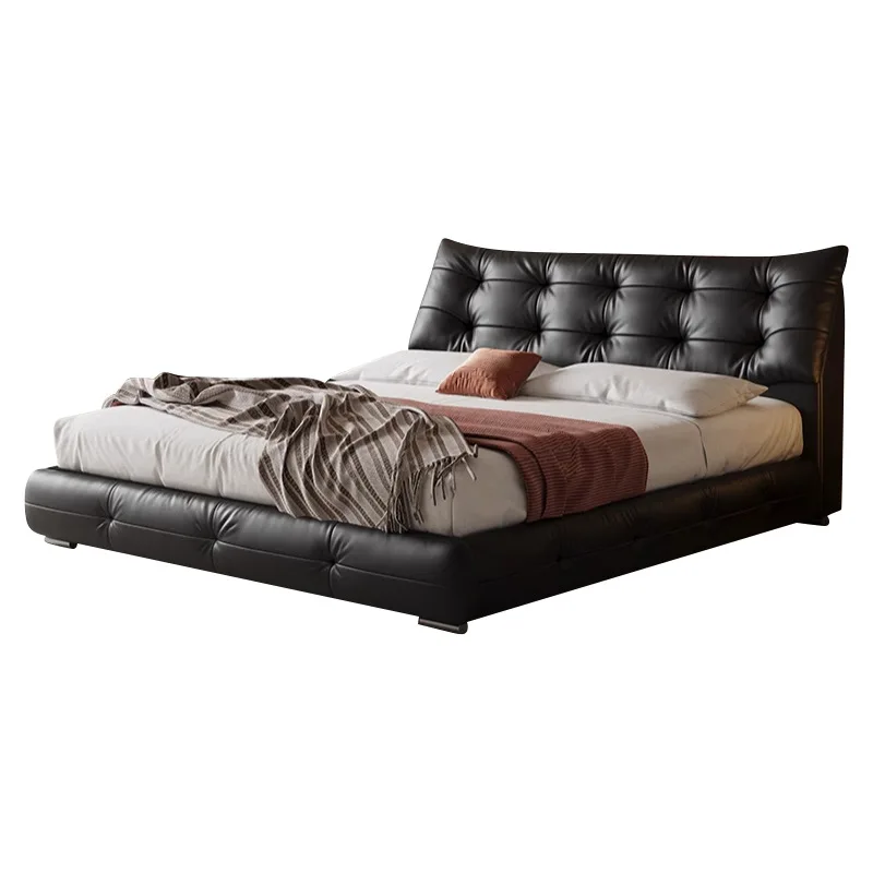 

Feitian Miloti semi-green leather 1.8 meters 2 meters double master bedroom big black bear leather bed