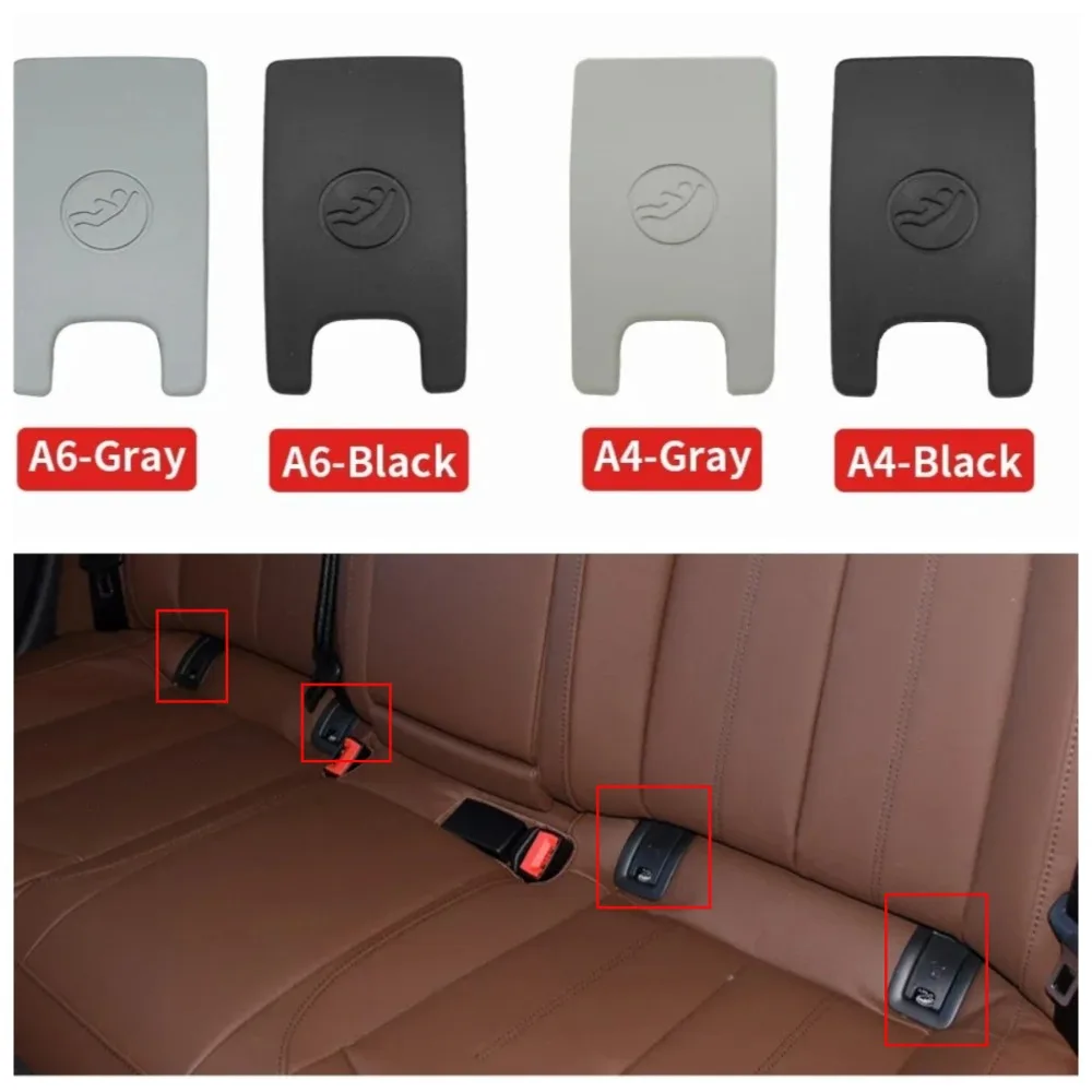 4pcs Car Rear Seat Hook ISOFIX Cover Child Restraint For Audi A4 A6 Black / grey 19-18 4G8 887 187 Car Accessories 4G8887187