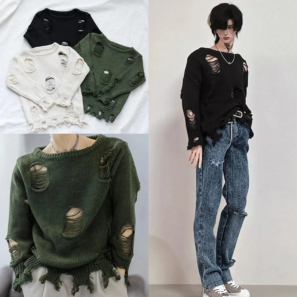 

Масштаб 1/4 BJD Uncle ID75 Модный преувеличенный 3-цветный сломанный свитер с большими отверстиями Вязаный топ с выдолбленными краями подходит для тела