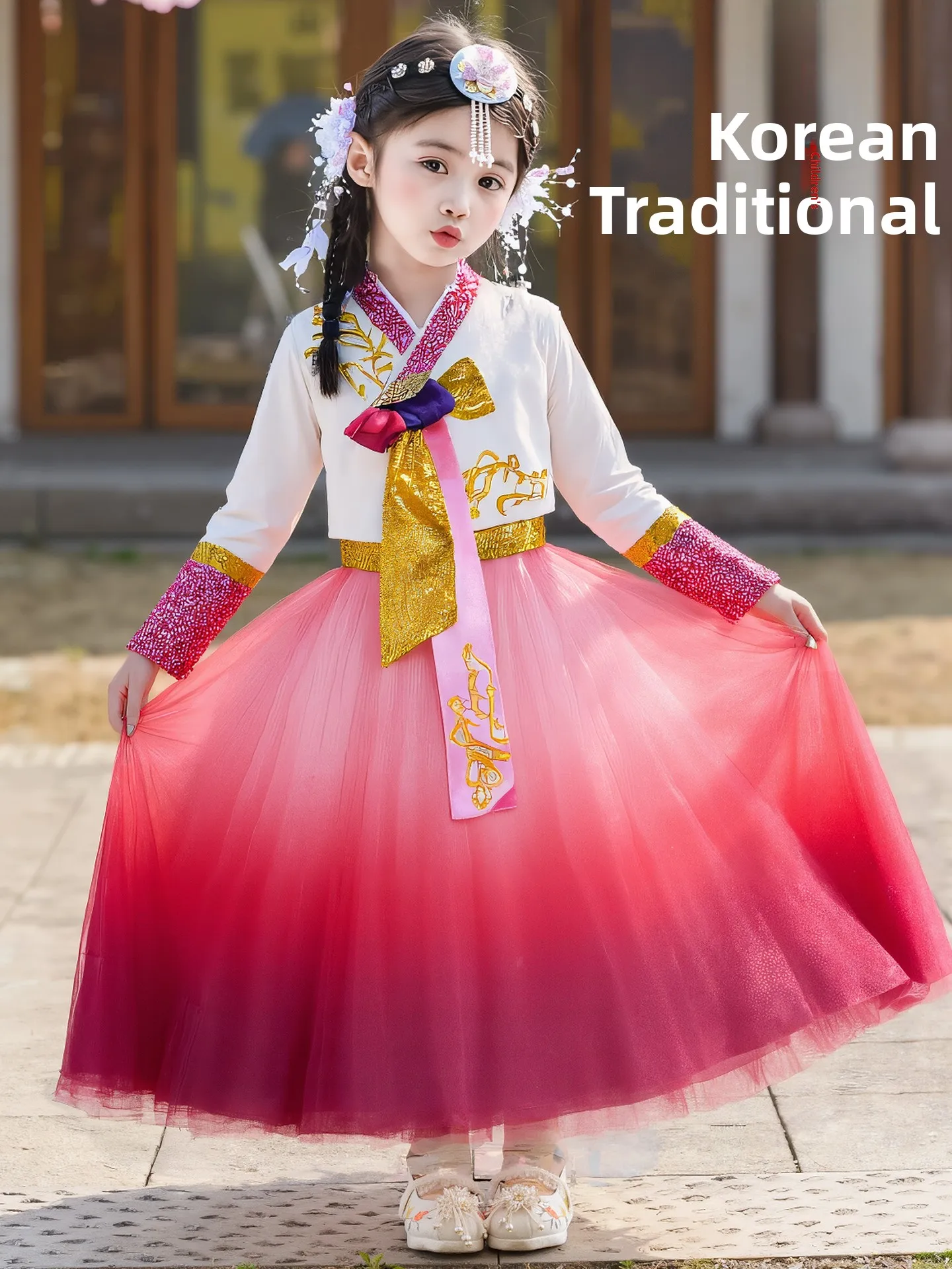 

Princess Skirt Children's Dance Performance Costume Korean Ethnic Minority Women's Traditional Clothing Jilin Princess Dress