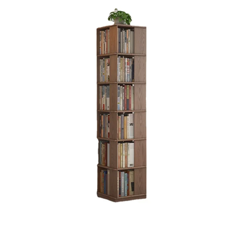 

Zl Rotating Bookshelf Solid Wood Bookcase Children's Living Room Floor Shelf