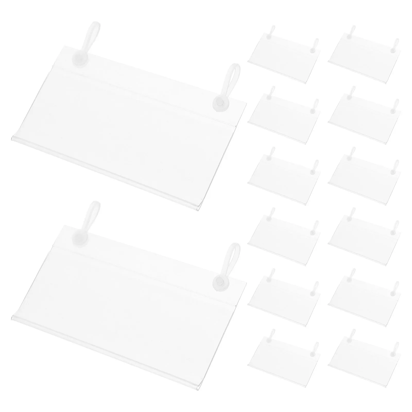 

30pcs Transparent Label Holders For Wire Shelving Sturdy Pvc Snap Buckle Design Easy Attach Shelf Tags Storage Bins Clear
