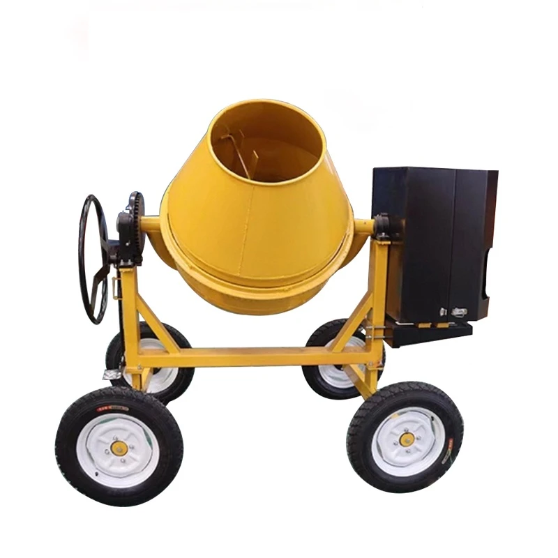 Small Portable Cement Mortar Concrete Mixer Vertical Drum Mixer Movable Feed Mixer Compact Electric Concrete Mixing Machine