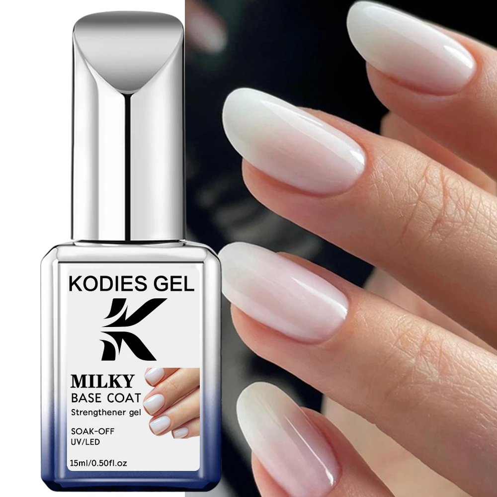 KODIES GEL Milky White Rubber Base Gel Nail Polish Strong Semi permanent UV/LED Camouflage Base Varnish Ridge Filler Manicure