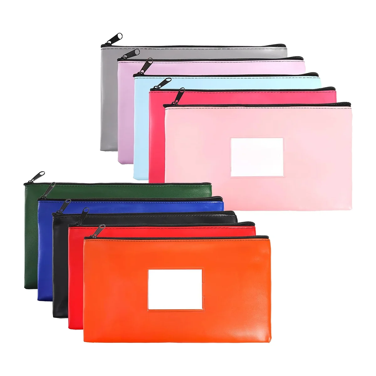 ABNP 10 sacchetti per soldi con cerniera, buste per soldi, sacchetti per depositi bancarie di sicurezza in 10 colori, sacchetti per contanti con etichetta porta soldi