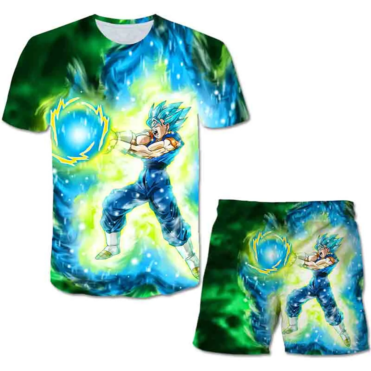 2pcs Boys Girls Dragon Ball Z Clothing Set Children Clothes Suit Children's Short Sleeve + Shorts Goku Vegeta Suit Kids Outfits