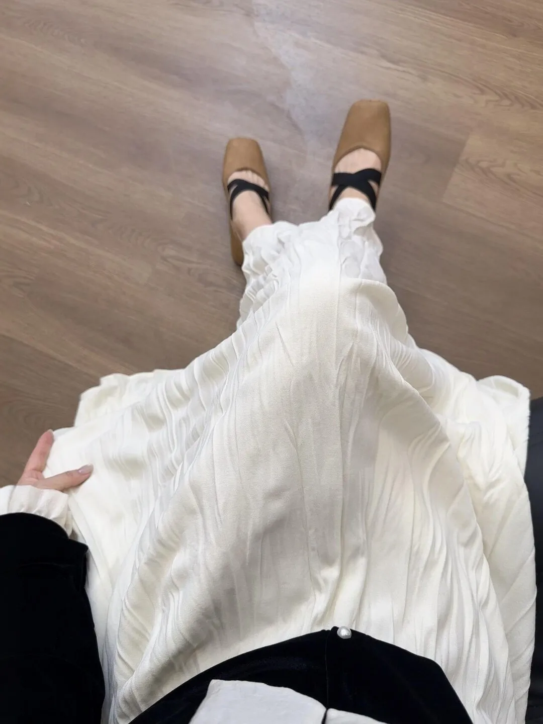 

Slimming A-Line Midi Skirt for Women Spring Season Pleated Cover Hip plus Size Casual Wear Versatile for Different Body pes