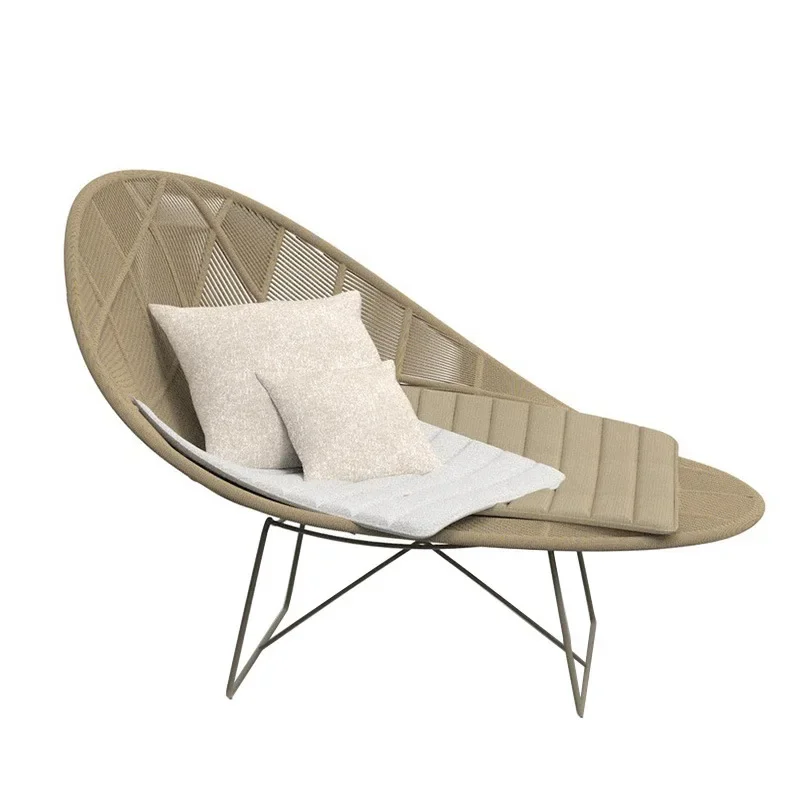 Outdoor leisure sofa courtyard simple modern recliner, garden single sunscreen design rattan