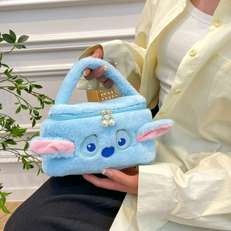 Disney Zachte Schattige Steek Draagbare Cosmetica Opbergtas Kawaii Cartoon Anime Figuur Stich Emmer Bags Kids Friends Verjaardagscadeaus