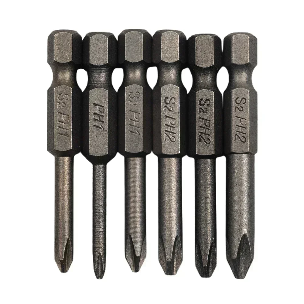 

6Pcs/Set 50mm Long 1/4'' Shank Screwdriver Bits Set Steel Magnetic Hex Cross Head Screw Driver Screwdriver Bit Hand Tools