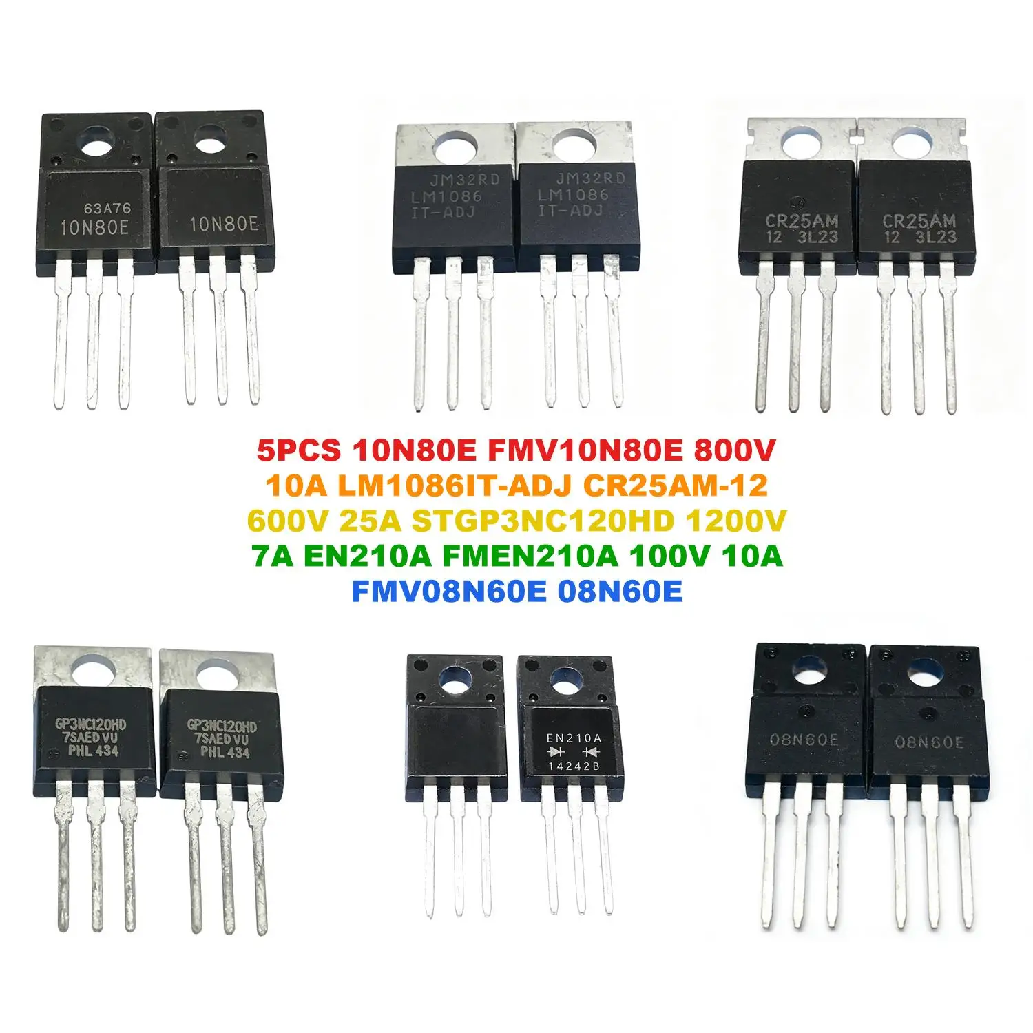 10N80E FMV10N80E 800V 10A LM1086IT-ADJ CR25AM-12 600V 25A STGP3NC120HD 1200V 7A EN210A FMEN210A 100V 10A FMV08N60E 08N60E