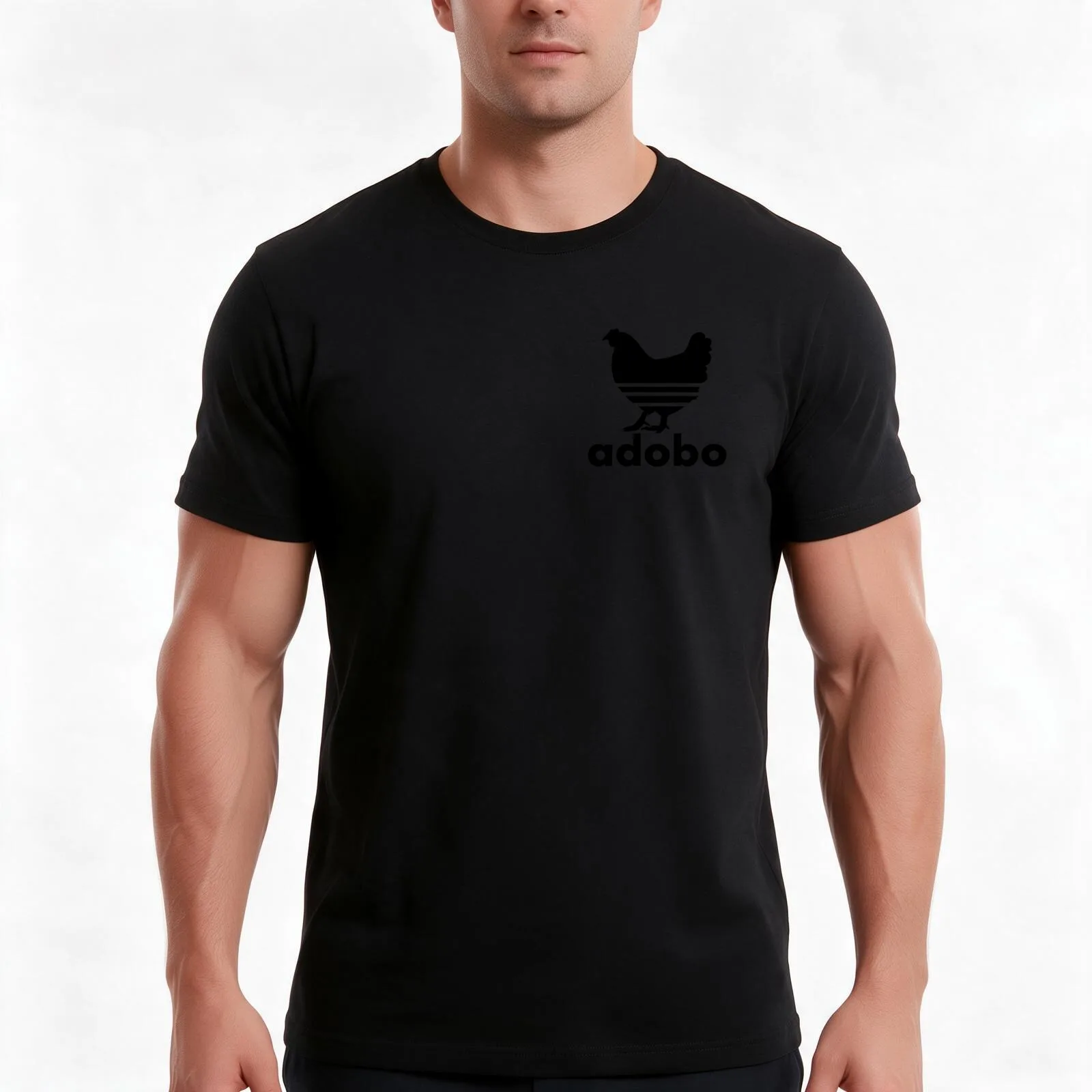 ADOBO CHICKEN FILIPINO PINOY FOOD POCKET DESIGN BLACK T-Shirt, Summer Casual Cotton Tee, Oversized Streetwear Tops, 100% Cotton
