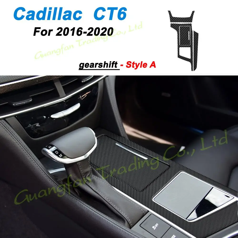 For Cadillac CT6 2016-2020 Interior Central Control Panel Door Handle 3D 5D Carbon Fiber Stickers Decals Car styling Accessorie