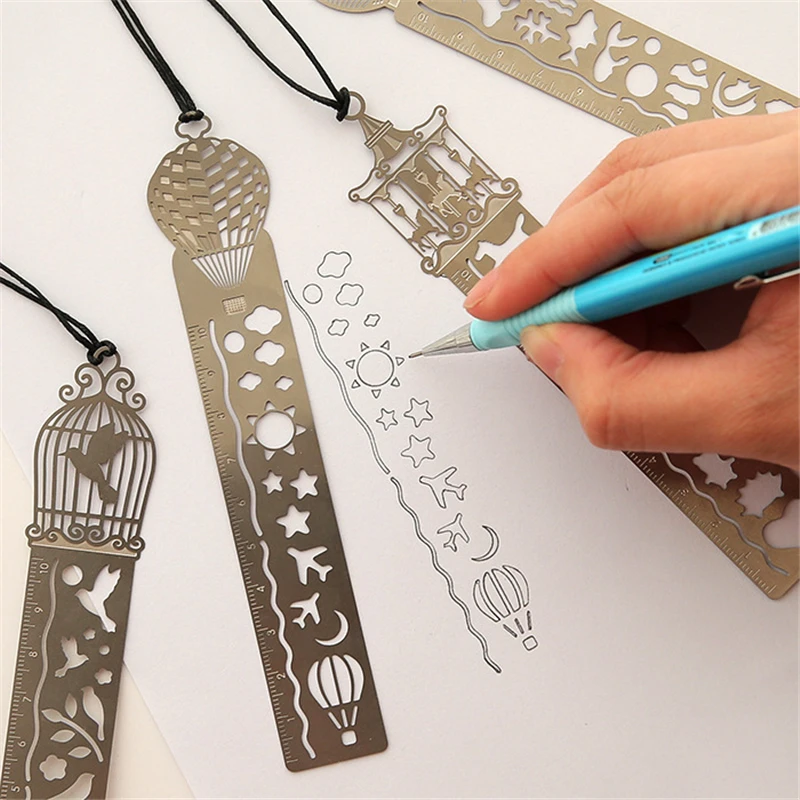 

Bview Art 4pcs Metal Bookmark Ruler Set Creative Horse Birdcage Hollow Design Student Gift School Office Supply