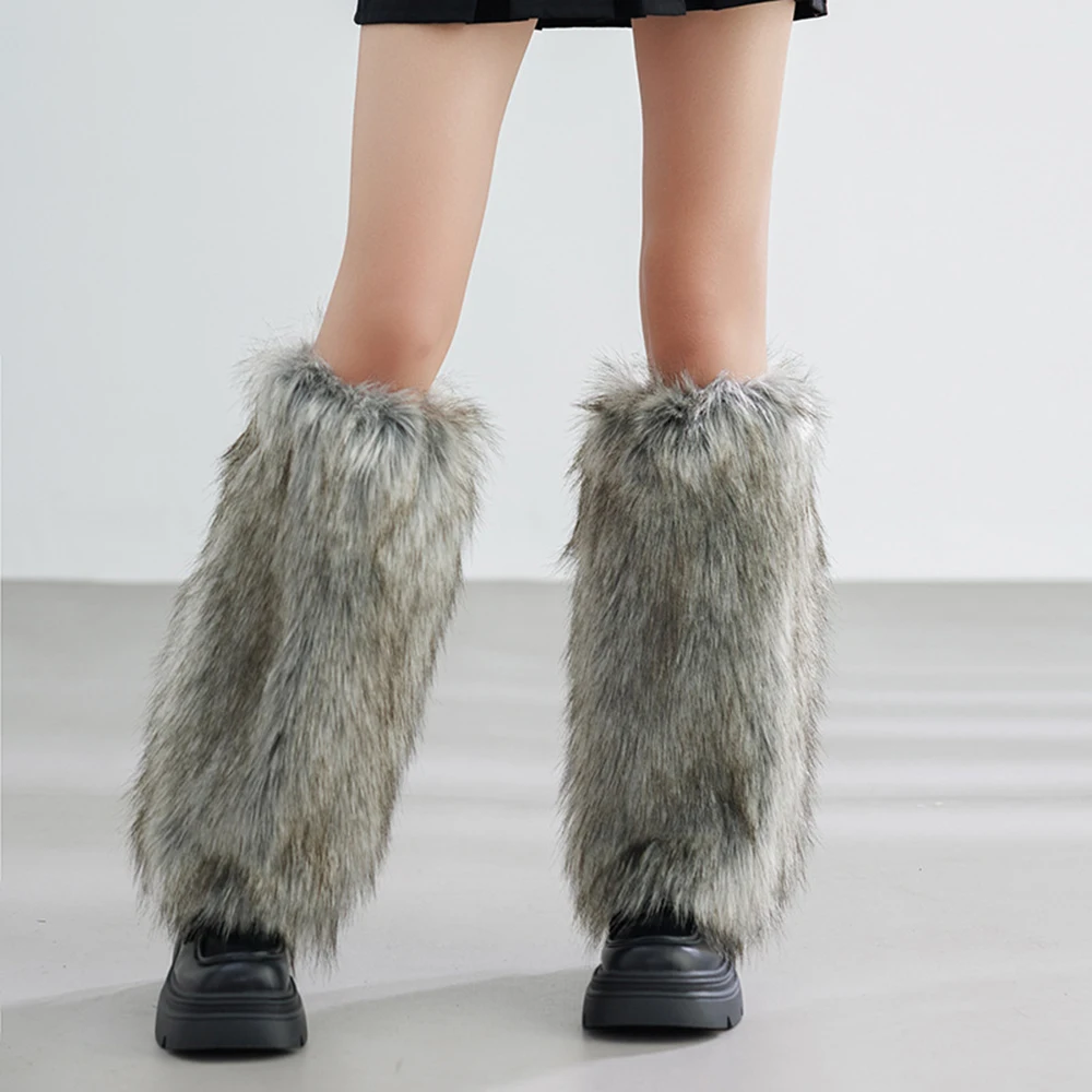 

1 Pair Women Faux Fur Warm Foot Cover Autumn Winter Warm Plush Leg Cover Fashionable Punk Style Casual ladies Sock Cover