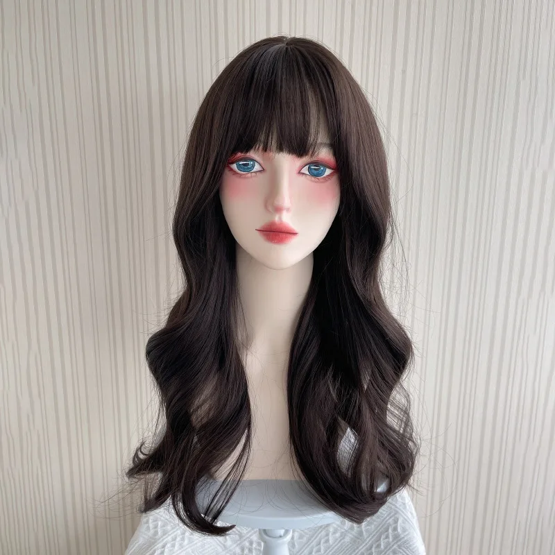 Wig Long Hair Big Wave Long Curly Hair Daily Water Ripple Simulated Human Hair Full Head