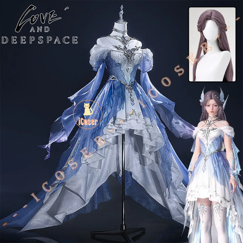 Love and Deepspace MC Cosplay Costume Deepsea Waves Dress Heroines Uniform  Carnival Outfit Headwear Halloween Party Women Girls