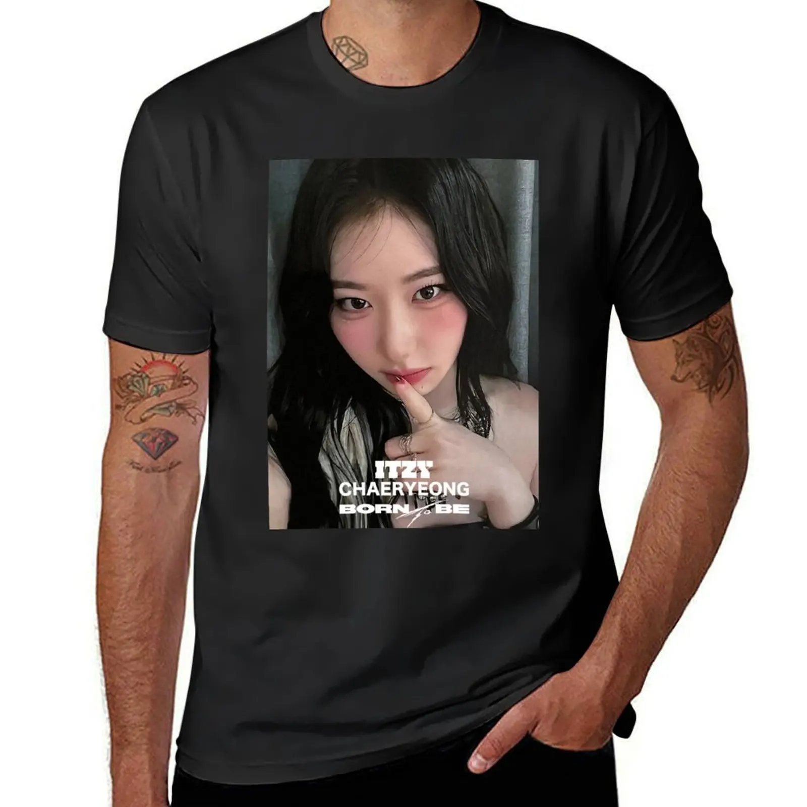 ITZY CHAERYEONG BORN TO BE T-Shirt heavyweights funnys Blouse plus size tops mens clothes