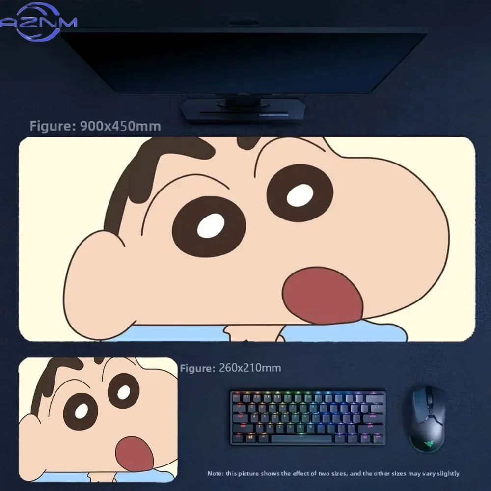 Cute Anime Crayon Shin‑chan Close‑Up Large Mousepad, Rubber Non‑Slip Extended Gaming Desk Mat, Waterproof Anti‑Fray Mouse Pad fo
