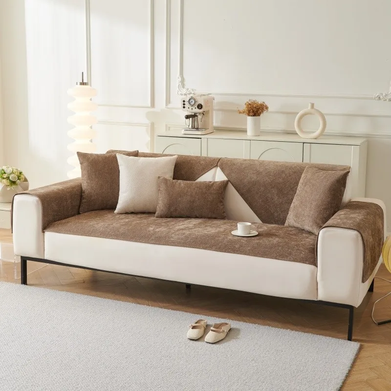 Minimalist Solid Color Four Seasons Universal Couch Cushion, Non-Slip Anti-Cat Scratch Furniture Protector for Living Room