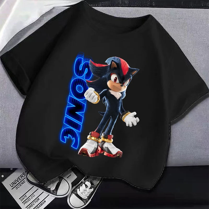 少年アニメかわいい綿 Tシャツソニックス子供半袖 Tシャツ子供の漫画プリントトップ夏カジュアルファッション衣類ギフト 2025