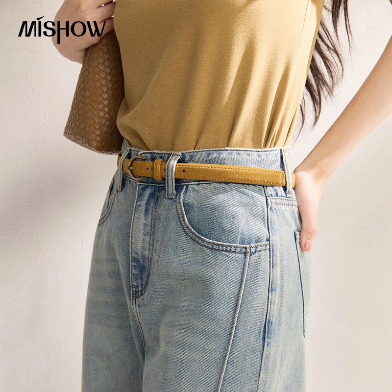 MISHOW  2026 Summer New Women High Waist Straight Leg Jeans Long Floor Length Slim Drape Casual Loose Denim Pants MXF14K1207