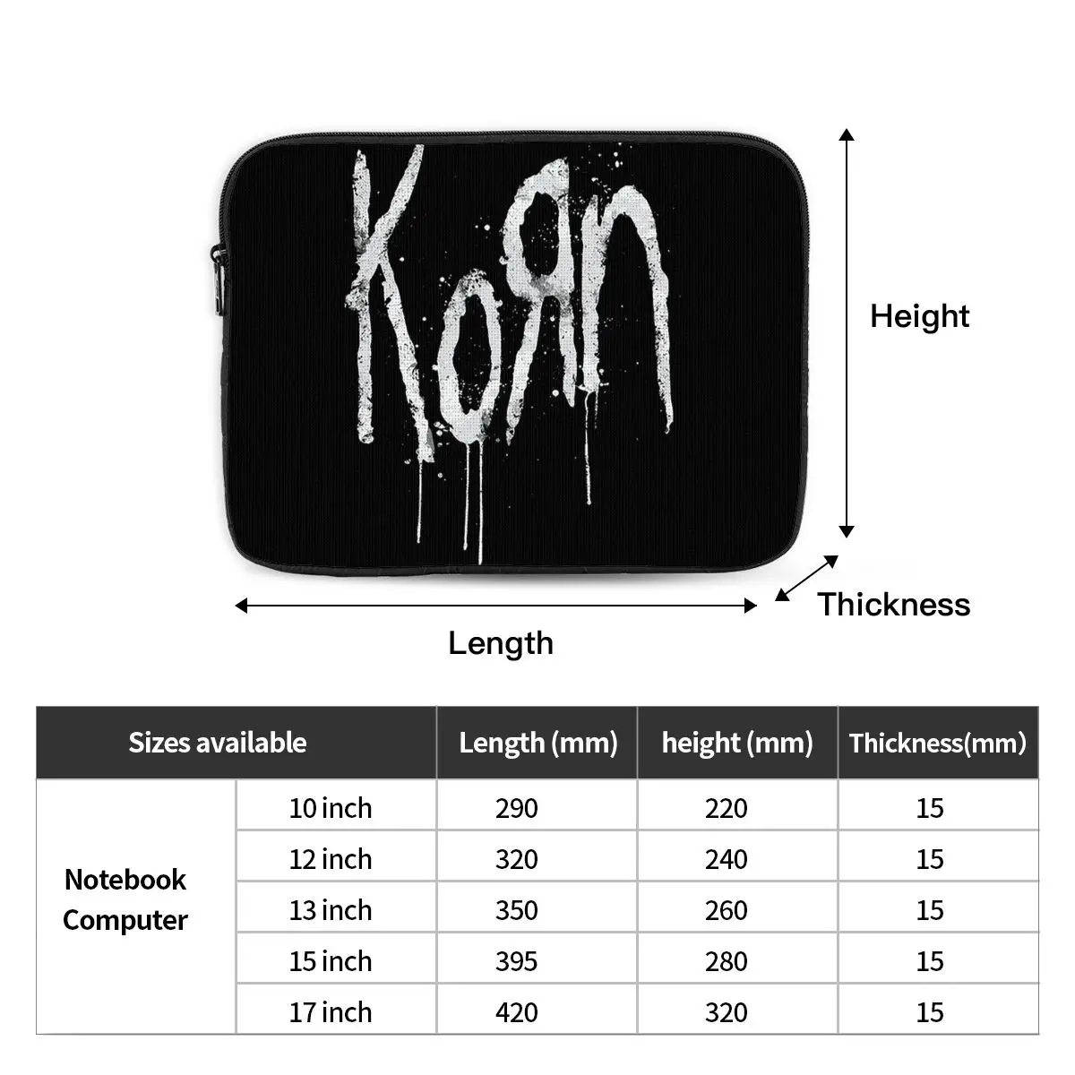 Korn Music Rock Band  Notebook Laptop Bag Case Pouch 10 12 13 15 17 Inch For Macbook Air Pro Tablet Shockproof Case Bag