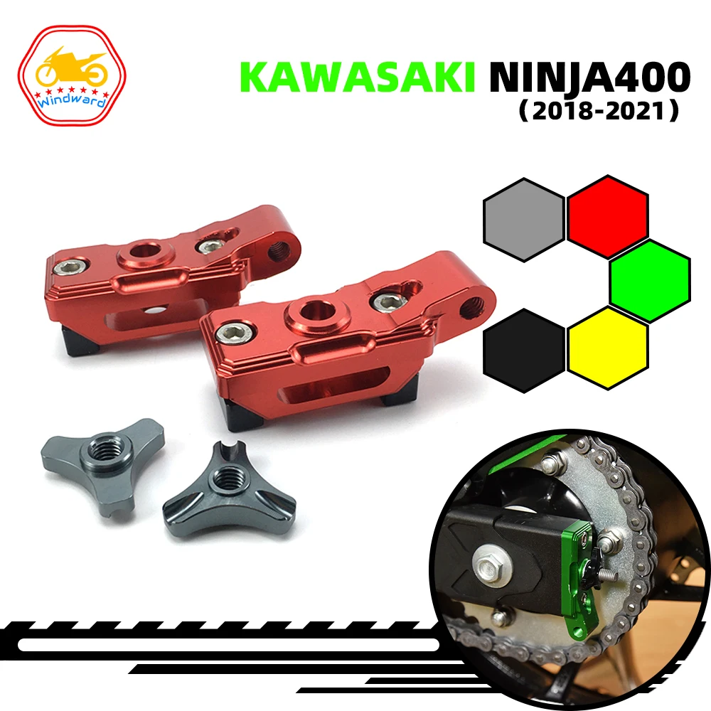 

Подходит для KAWASAKI NINJA250 NINJA400 2019 2020 NINJA 250 400 2018-2021 Алюминиевые блоки регулировки цепи шпинделя Вилки Мотоцикла