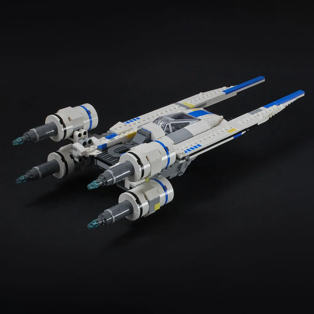 570 Uds. MOC Space Wars acorazado espacial juego de bloques de construcción u-wing MOD Fighter DIY modelo juguetes de ensamblaje 75399 regalo para niños