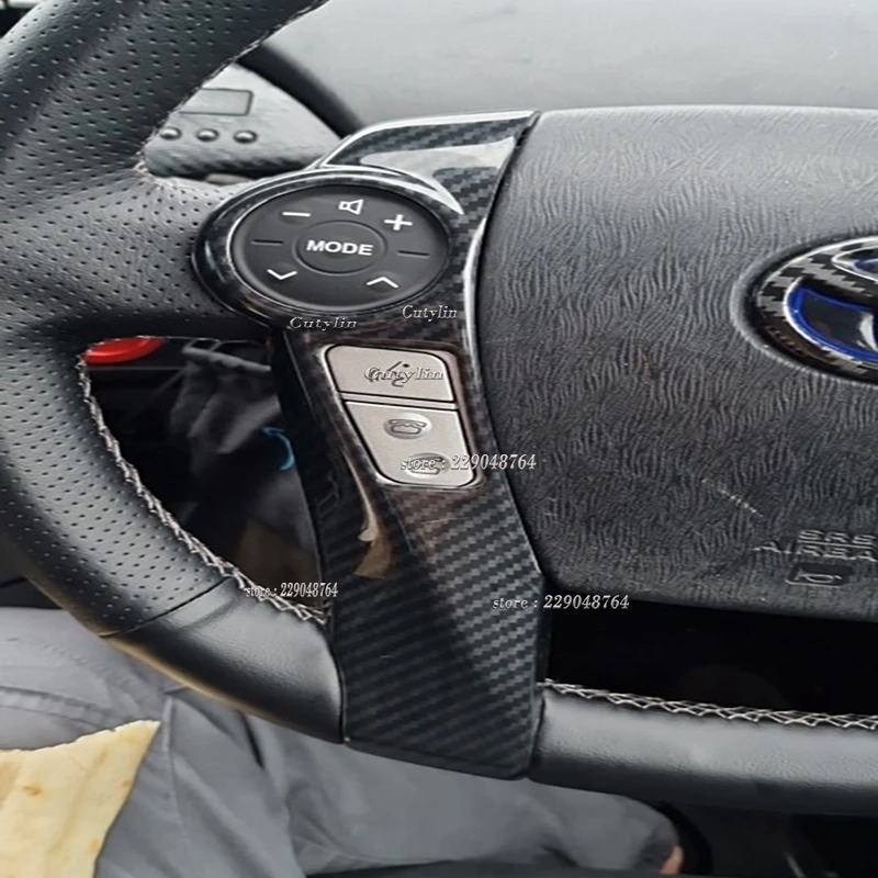 LHD RHD For Toyota Prius ZVW30 2009-2015 ABS Carbon Fiber Car Steering Wheel Button Cover Trim Decoration Interior Accessories view 2
