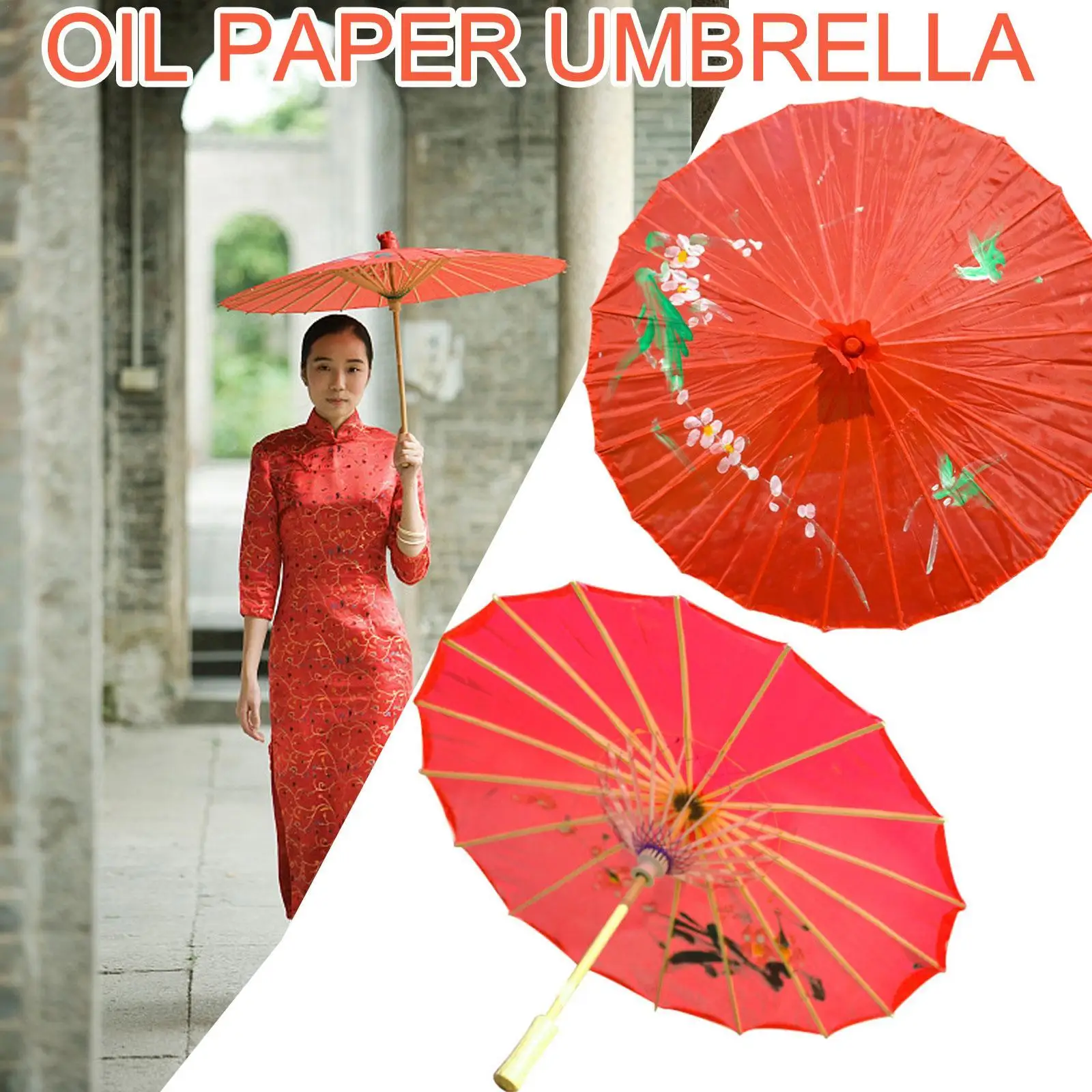 Chinese Style Oil Paper Umbrella Chinese Style Sunshade Chinese Intangible Cultural Parasol Home Decoration Supplies