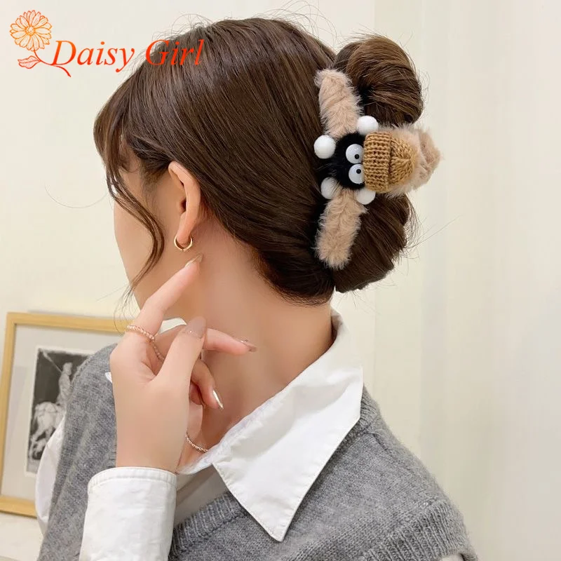 Cute Mink Hair Small Briquettes Hair Claw Women's Female Cartoon Grab Clip Large Hairpin Back of Head Shark Clip Hair Accessory