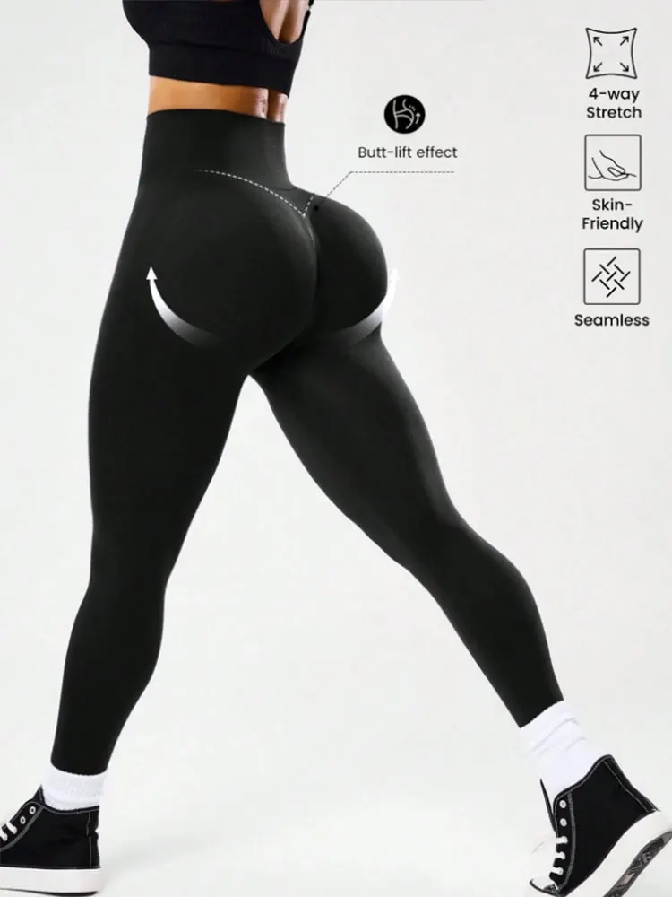 

Спортивные леггинсы с высокой талией для йоги и пилатеса, с эффектом подтяжки ягодиц, быстросохнущие, с эффектом второй кожи