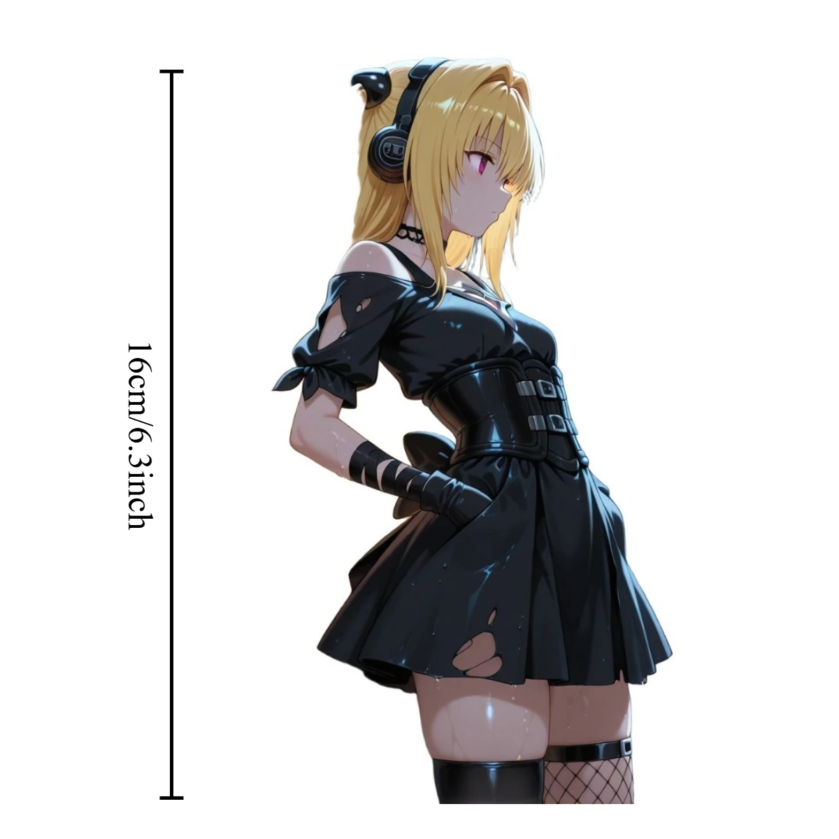 2D Flat Blonde Devil Horn Anime Girl Vinyl Sticker 1Pc, Waterproof UV Resistant, for Car Helmet Laptop Decor, Holiday Gift