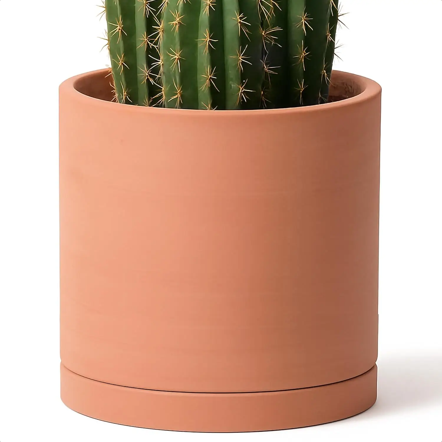 

X-Large 12" Terracotta Plant Pot with Drainage Hole and Saucer, Round Cylinder Planter for Indoor Plants