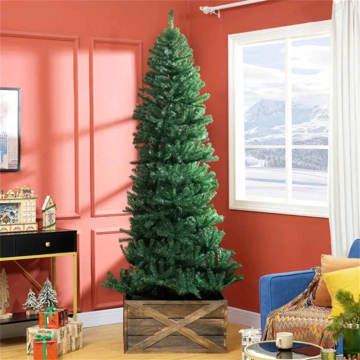 8ft Pre-lit Christmas Tree - Festive Holiday Decor for Home & Office, Easy Setup & Realistic Look