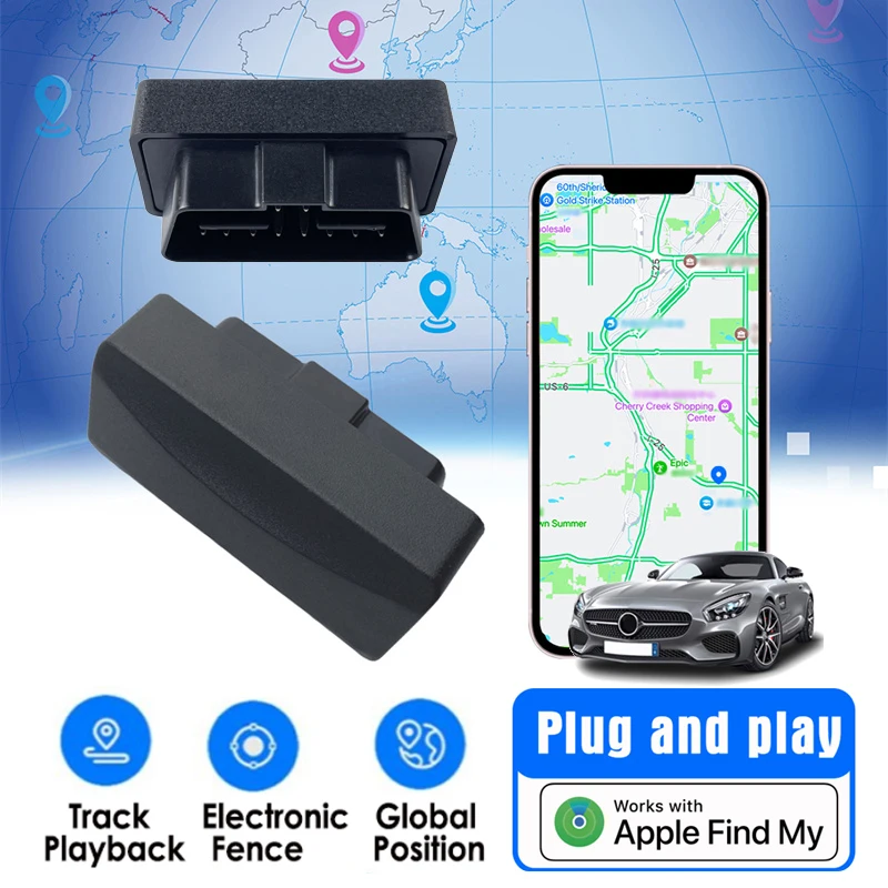 KEBIDUMEI Mini Smart Tag Car OBD2 Tracker with  Apple Find My App Car Anti Loss Device GPS Locator Plug & Play 16Pin Interface