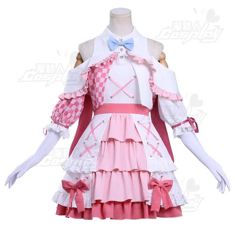 

Collaboration Hina Cosplay Costume, My Melody Theme Pink White Outfit, Halloween Carnival Party Role Play Clothing for Women