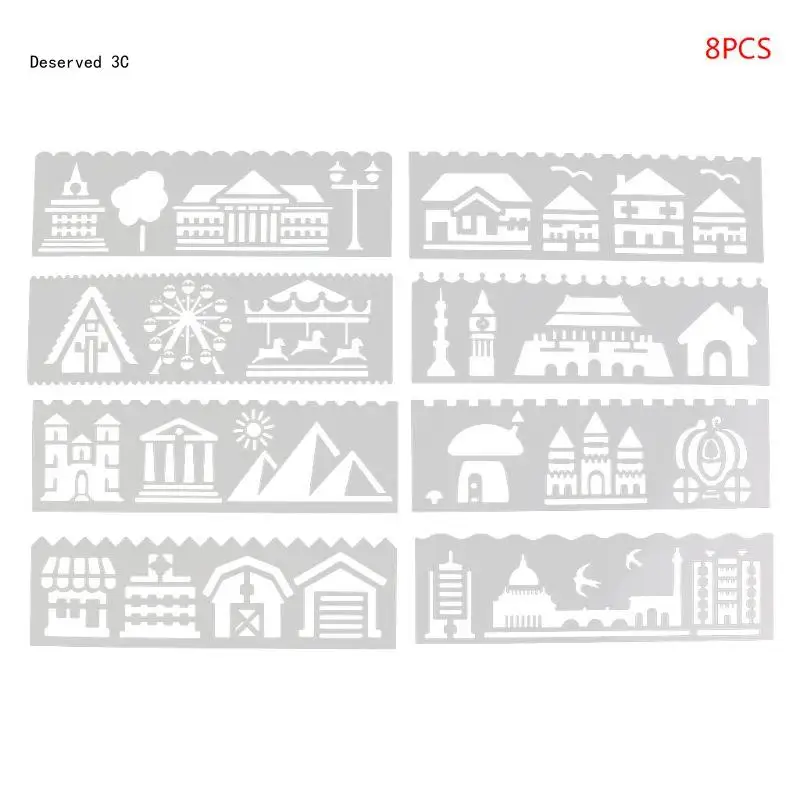 8Pcs/set Kids Plastic Drawing Template Rulers Stencils DIY Painting DIY Making S