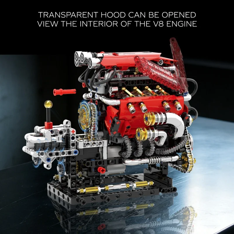 812pcs V8 Engine Motorized Simulation Car Parts Technical DIY Brick Model Toys Electrically Drive Building Blocks Super Gifts